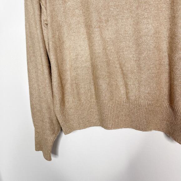 New Lush Small S Brown Latte Side Button Mock Neck Sweater Pullover Wool Blend - Picture 5 of 7